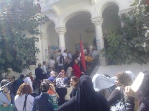 Women lining up to vote in the referendum over the constitutional amendments 2011